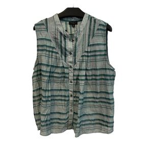 Anthropologie Current Air Piper Striped flowy  Blouse Lined Swing Top XL cottage